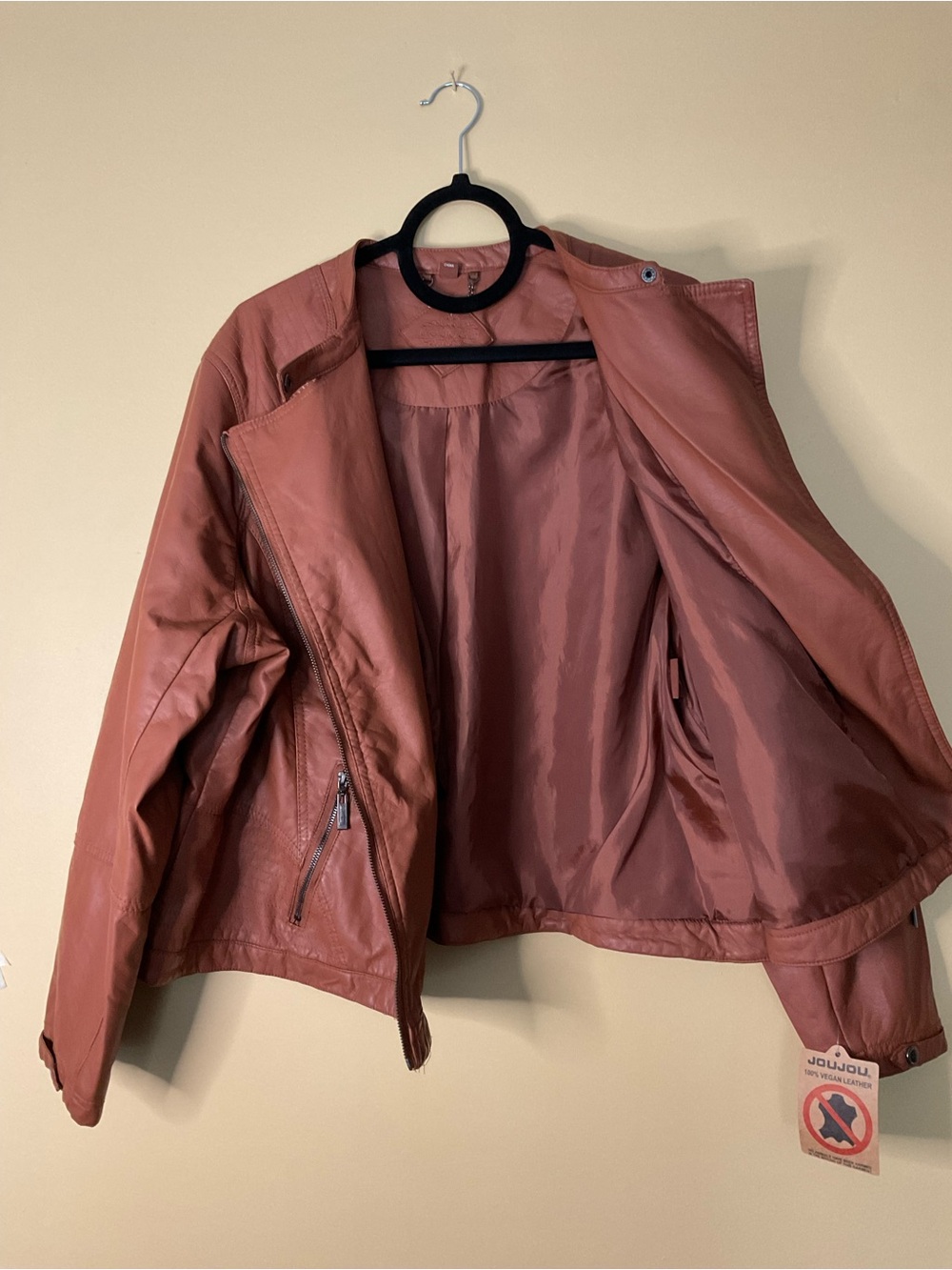 Jou Jou Rust-Tone Vegan Leather Zip Jacket - Picture 5 of 9
